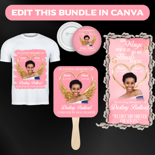 Pink - In Memory Bundle - Editable in Canva