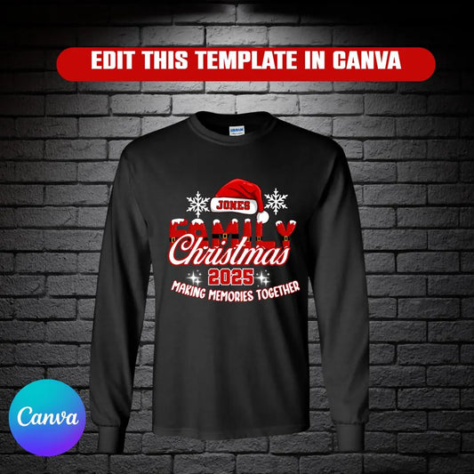 Christmas Shirt Design | Matching Family Holiday T‑Shirt  - Editable In Canva