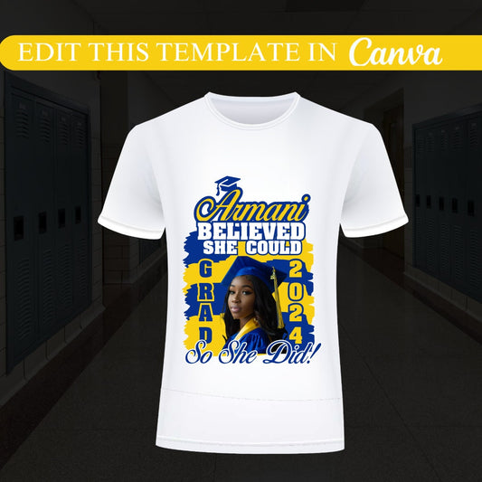 Graduation Tshirt Design Editable in Canva, 2025 Graduation T Shirt Design, Graduation Tshirt Template, Canva Grad Tshirt Template