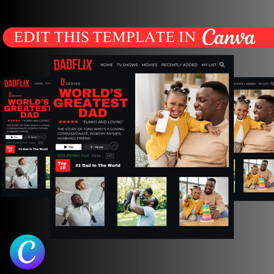 Dadflix Template, Father's Day Template, Father's Day Digital Product, Father's Day Gift, Dad Template