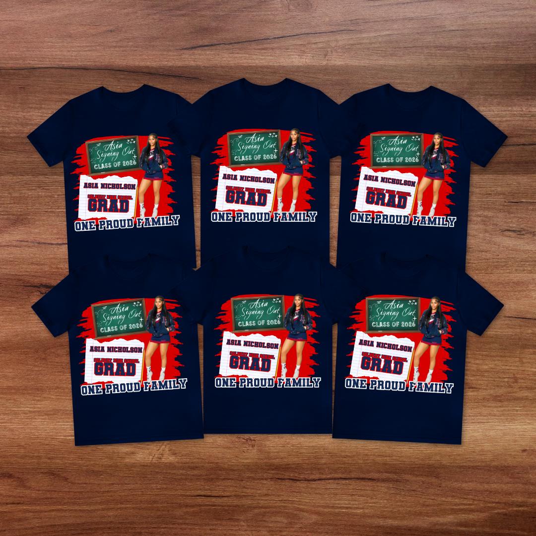 Custom 'Signing Out' Graduation Shirt: Family Apparel